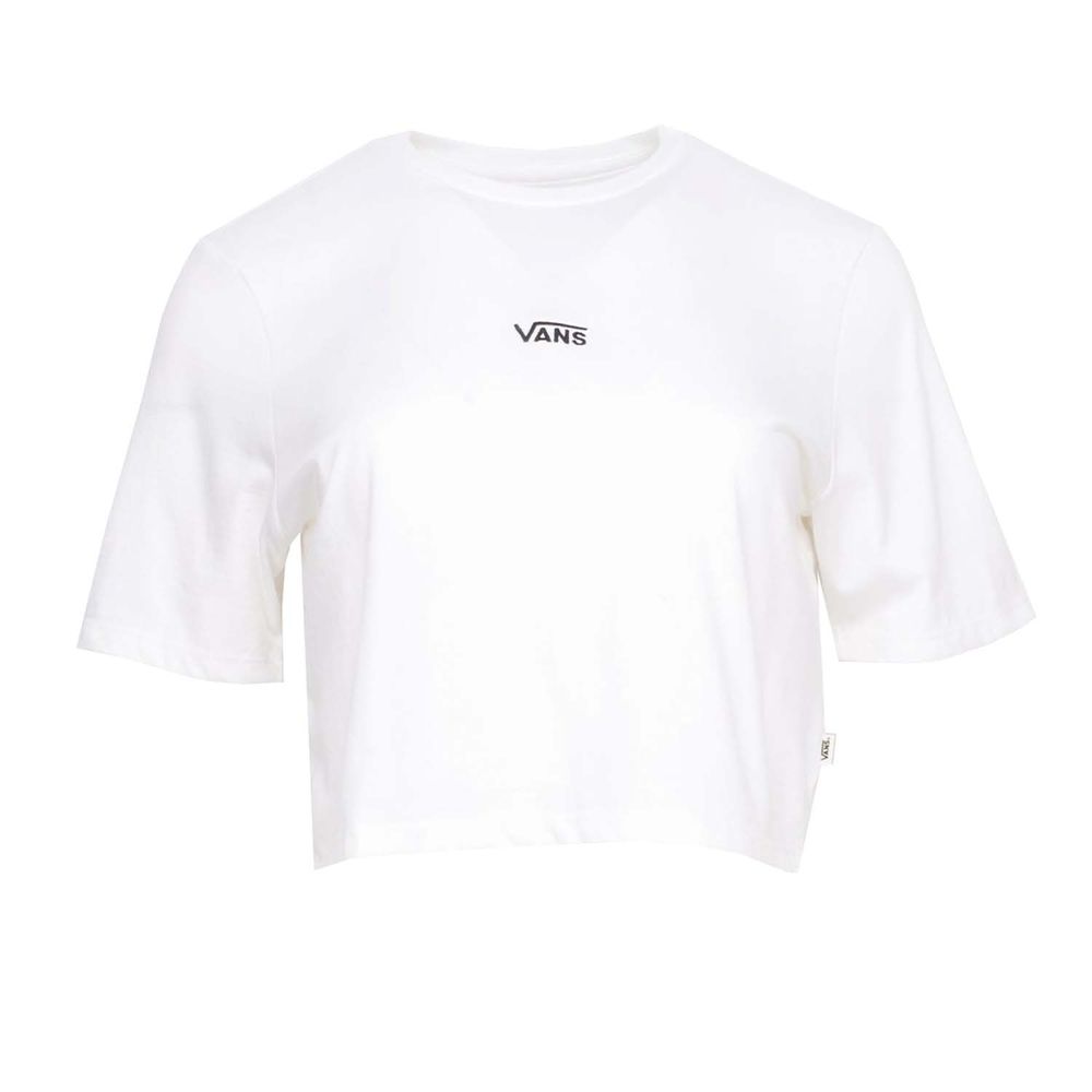 Camiseta-De-Algodon-Blanca-Flying-V-Crop-Crew-Mujer-Vans