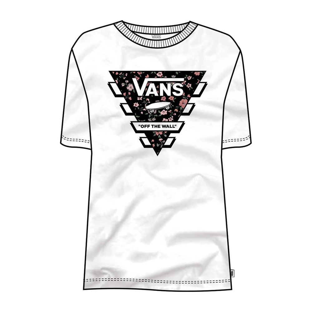 Camiseta-Manga-Corta-De-Algodon-Blanca-Tri-Pawd-Mujer-Vans