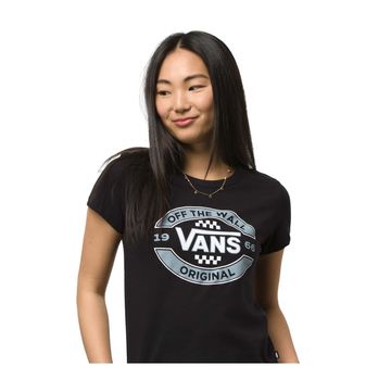 Camiseta-De-Algodon-Negra-Center-Fire-Mini-Mujer-Vans