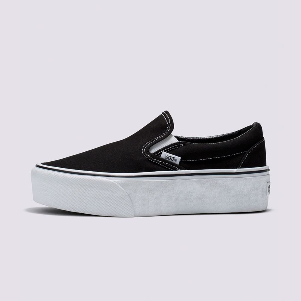 Tenis-Clasicos-De-Plataforma-Negros-Slip-On-Canvas-Vans