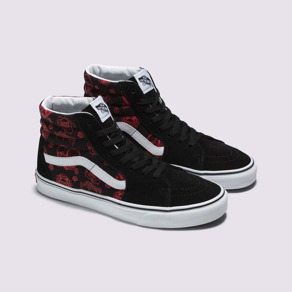 Tenis-Bota-Clasicos-Negros-Sk8-Hi-Love-You-To-Death-Vans