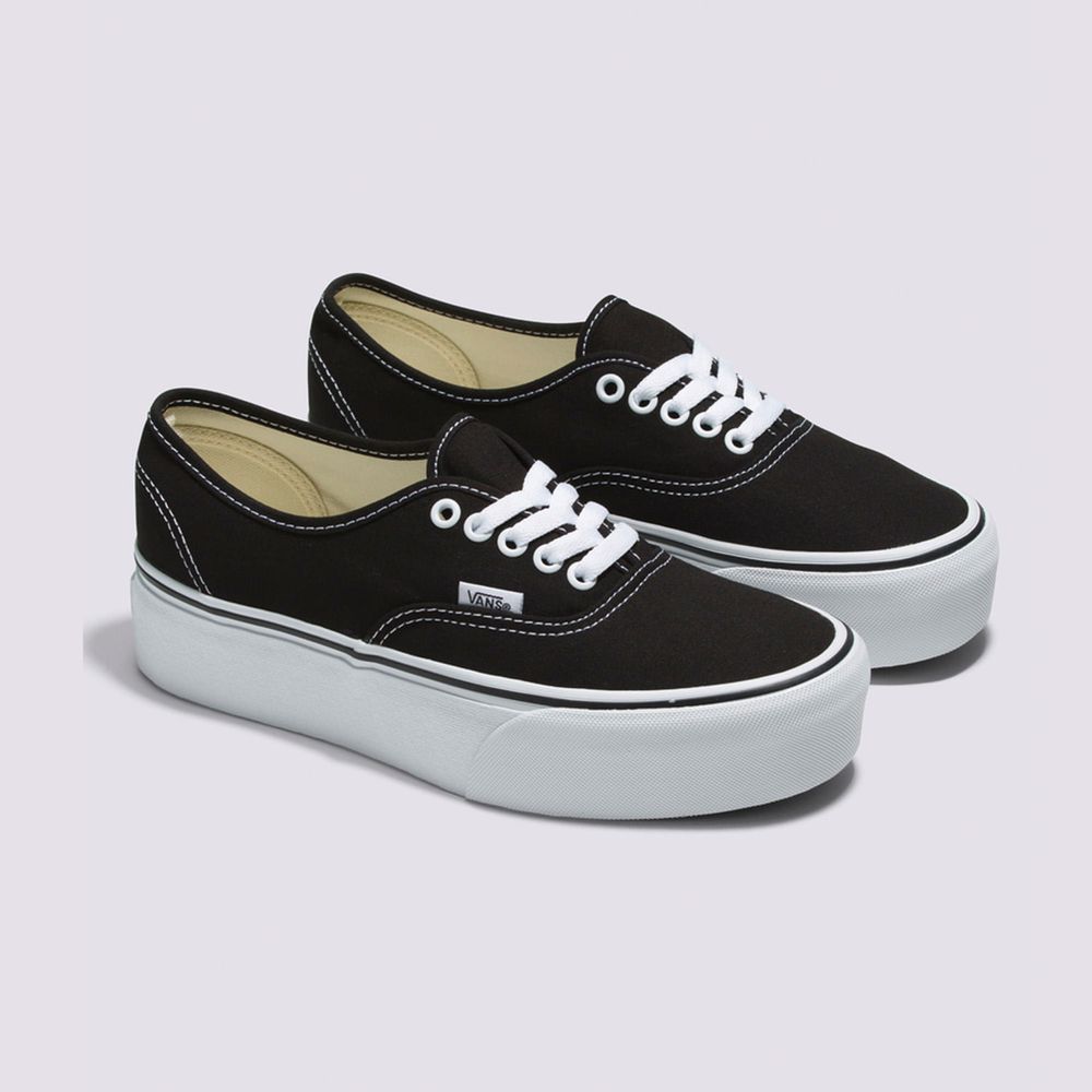 Tenis-Clasicos-De-Plataforma-Negros-Authentic-Canvas-Vans