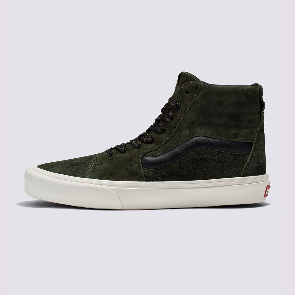 Tenis-Bota-Clasicos-De-Cuero-Nubuck-Verdes-Sk8-Hi-Xl-Vans