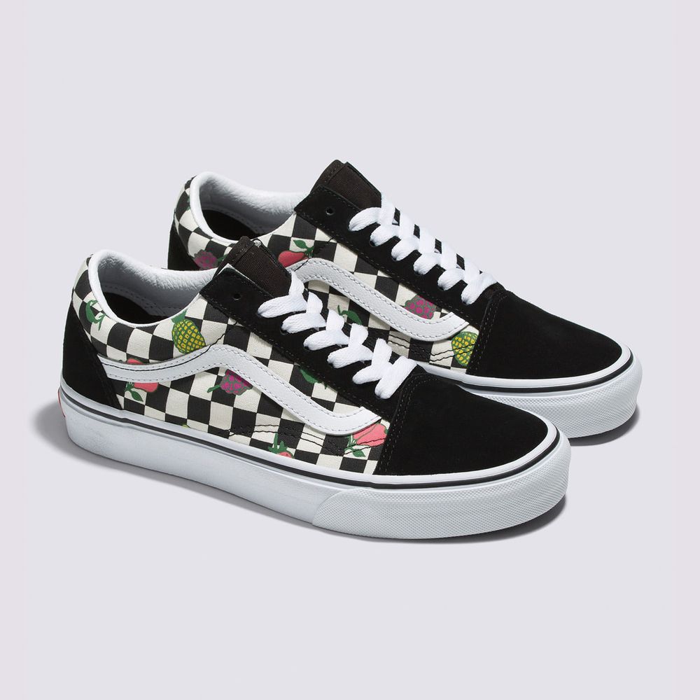 Tenis-Clasicos-Negros-Old-Skool-Checkerboard-Vans