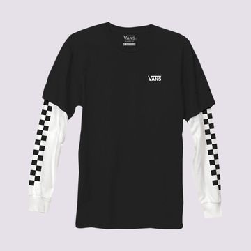 Camiseta-Manga-Larga-Negra-Long-Check-Twofer-Boys-Niños-Vans