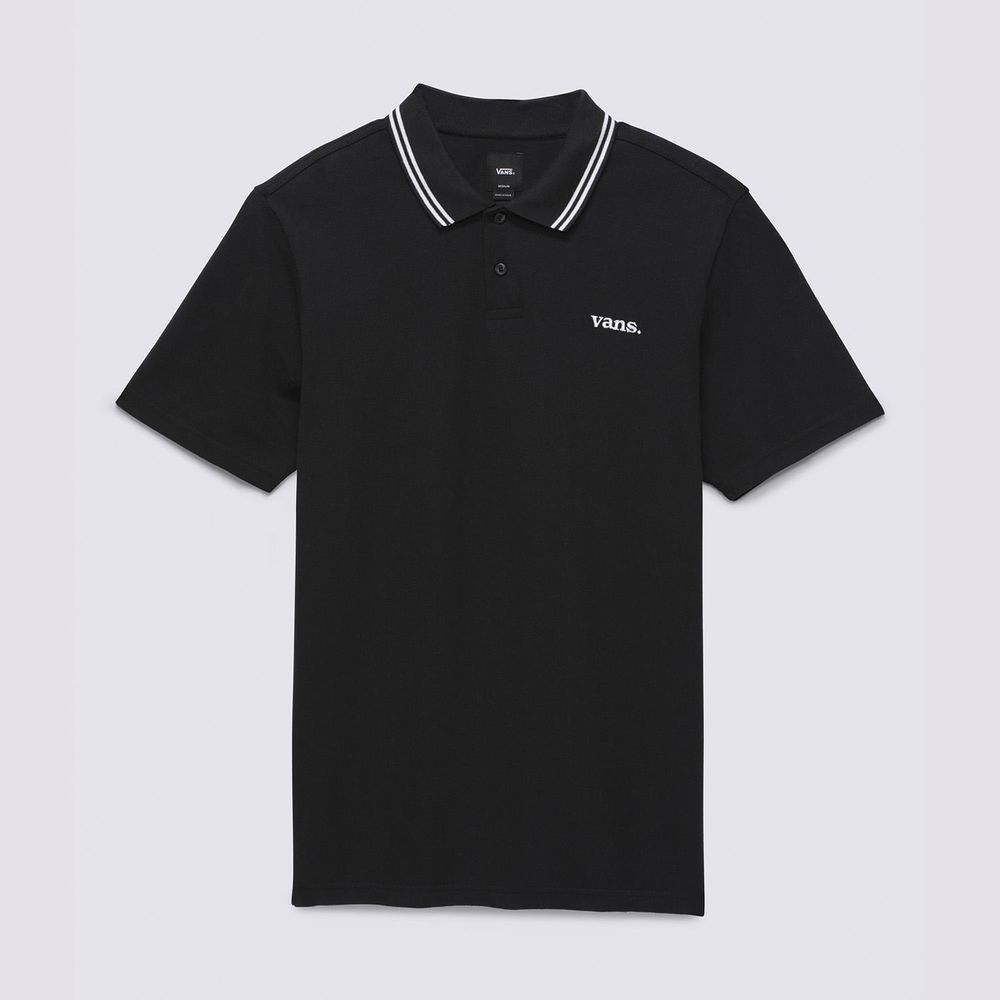 Camiseta-Manga-Corta-Negra-Halecrest-Polo-Shirt-Hombre-Vans