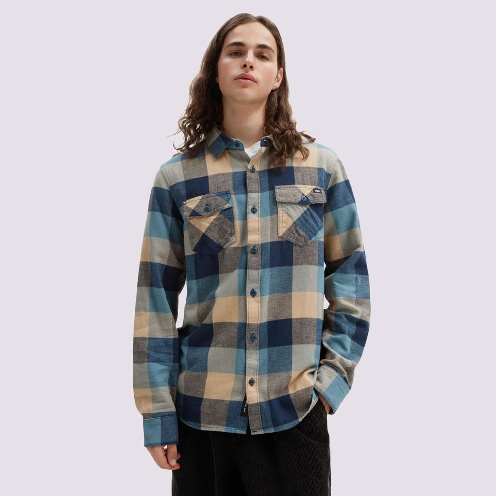 Camiseta-Manga-Larga-Azul-Box-Flannel-Hombre-Vans