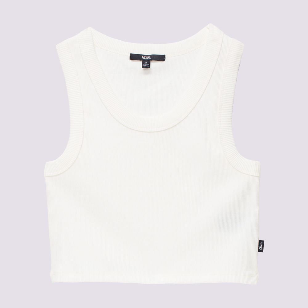 Camiseta-Crop-Top-Blanca-Drew-Rib-Tank-Mujer-Vans