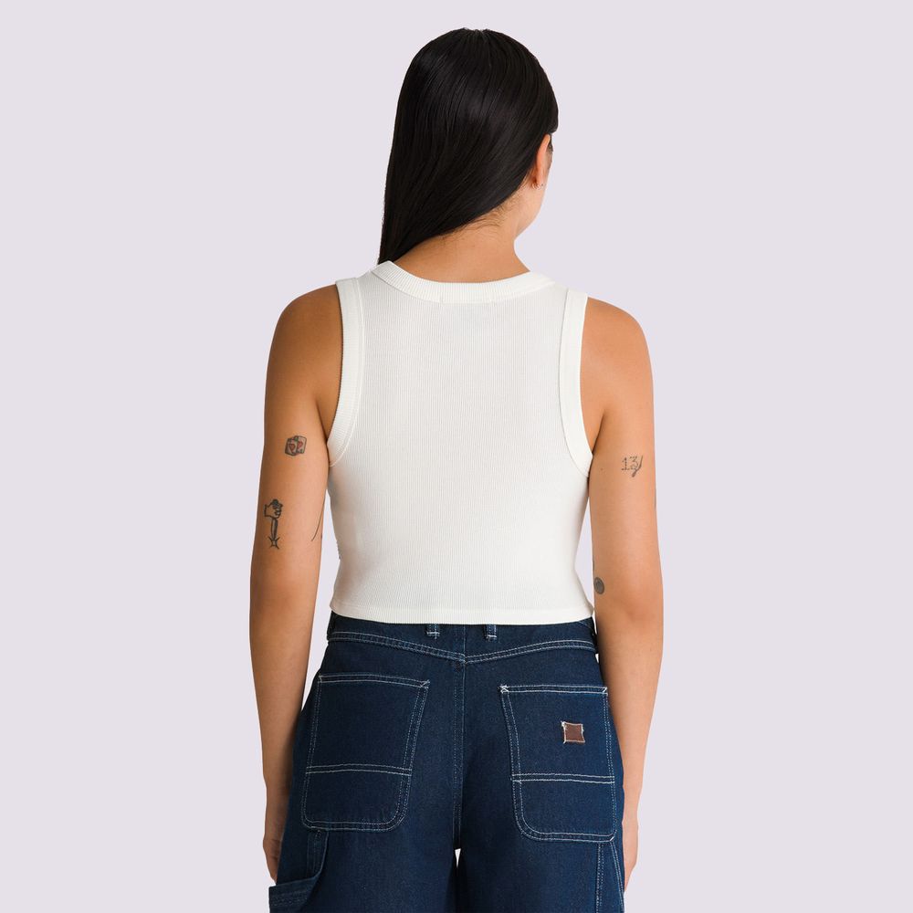 Camiseta-Crop-Top-Blanca-Drew-Rib-Tank-Mujer-Vans