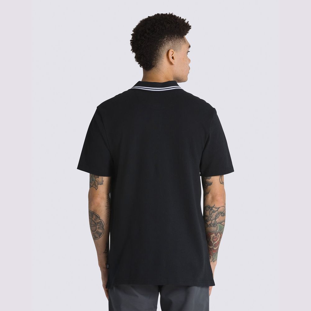 Camiseta-Manga-Corta-Negra-Halecrest-Polo-Shirt-Hombre-Vans