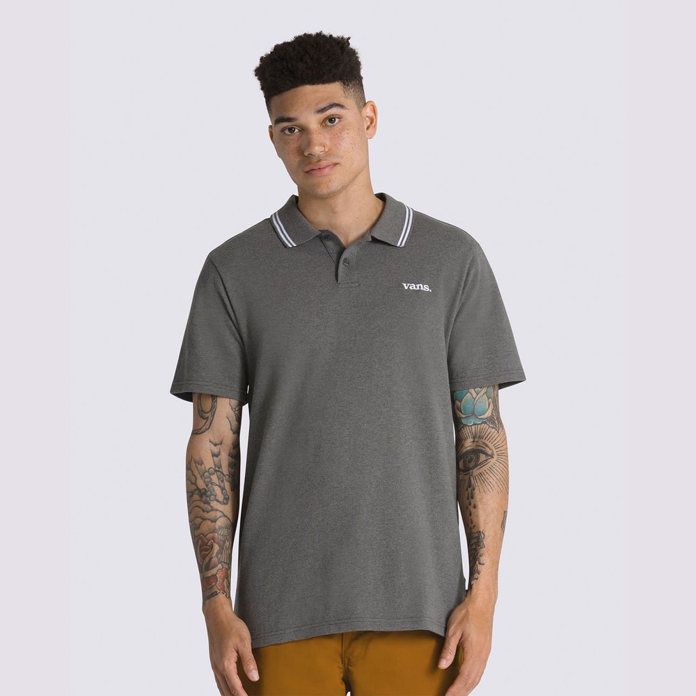 Camiseta-Manga-Corta-Gris-Halecrest-Polo-Shirt-Hombre-Vans