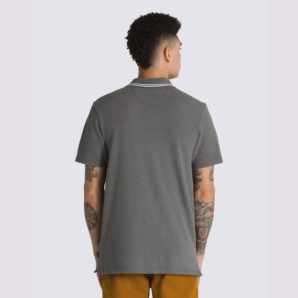 Camiseta-Manga-Corta-Gris-Halecrest-Polo-Shirt-Hombre-Vans