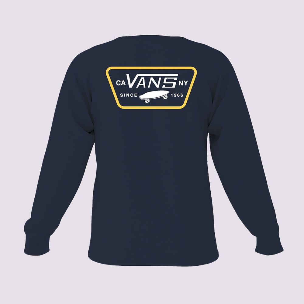 Camiseta-Manga-Larga-Azul-Full-Patch-Back-Ls-Hombre-Vans