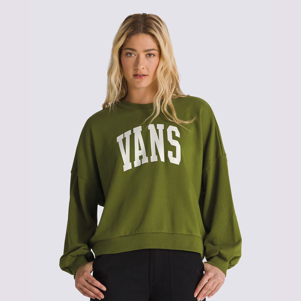 Buzo-Cuello-Redondo-Verde-Stadium-Loose-Crew-Mujer-Vans